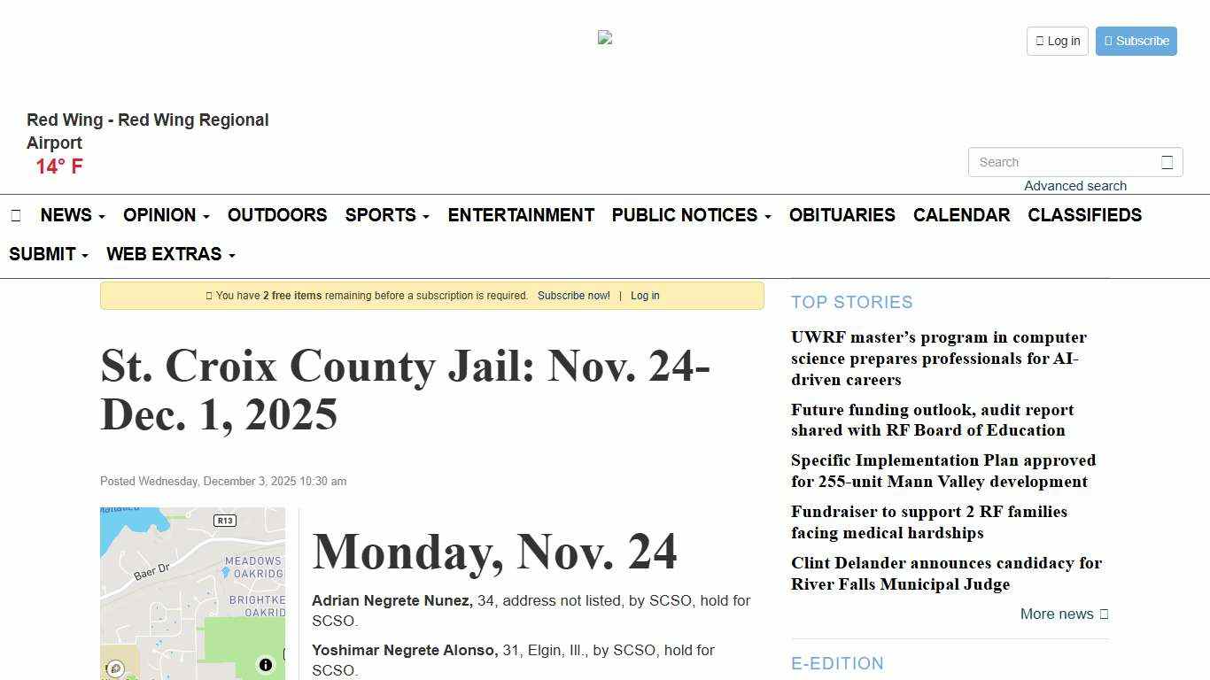 St. Croix County Jail: Nov. 24-Dec. 1, 2025 - Pierce County Journal